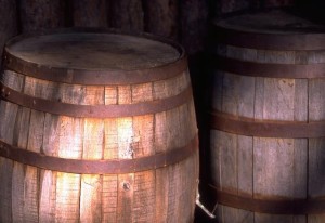 hiding behind the barrels