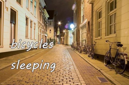 10-30 bicycles sleeping