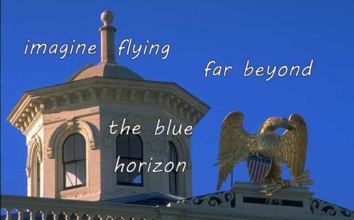 imagine flying far beyond the blue horizon
